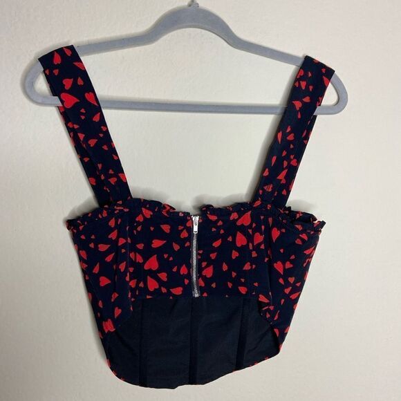 NWT Lovers and Friends Stacy Hearts Black Red Tank Top Size S - Picture 10 of 11